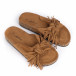Дамски чехли с ресни цвят камел it030620-22 3