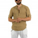 Ленена мъжка риза Rustic цвят камел it120422-3 2