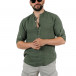 Ленена мъжка риза Rustic цвят милитъри it120422-1 2