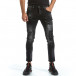 Slim fit мъжки черни дънки с износен ефект gr070921-17 2