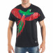 Черна мъжка тениска с релефен папагал tsf250518-10 3