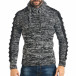 Мъжки черно-бял пуловер с връзки на яката it301017-66 2