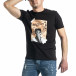 Мъжка черна тениска с принт tr270221-46 2