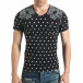 Мъжка черна тениска с декоративни дупки и принт звезди и рози il140416-59 2