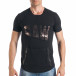 Мъжка черна тениска с надпис бронзиран ефект tsf290318-40 2