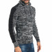 Мъжки черно-бял пуловер с връзки на яката it301017-66 4