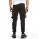Черен карго панталон с трикотажен колан и маншети it240621-40 3