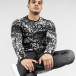 Мъжки черно-бял пуловер пикселирана шарка it301020-17 4
