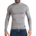 Мъжки сив пуловер тип поло с релефни части it041217-26 2