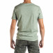 Мъжка тениска от памук и лен в зелено it010720-26 3