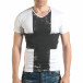 Мъжка тениска в бяло с голям черен кръст отпред il140416-7 2