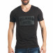 Мъжка черна Slim fit тениска с надписи от камъни tsf020218-38 2