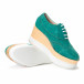 Дамски зелени обувки с двуцветна платформа it240118-58 5