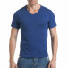 Мъжка синя тениска с остро деколте it030217-14 2