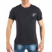 Мъжка черна тениска с апликация и капси it260318-186 2