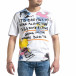 Бяла мъжка тениска с колоритен принт tr270221-47 2