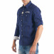 Мъжка карирана риза в цвят индиго с тик-так копчета it050618-4 4