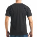 Мъжка черна тениска с надпис и удължен гръб tsf020218-15 3