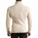 Мъжки бежов пуловер с поло яка и плетеници it301020-22 3