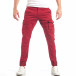 Червен мъжки карго панталон с раиран джоб it040518-28 2