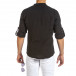 Мъжка черна ленена риза с яка столче it240621-28 3