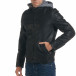 Мъжко черно кожено яке с текстилна качулка it191016-93 4