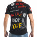 Мъжка черна тениска с цветни принтове tsf290318-47 3