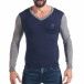 Мъжки син фин пуловер със сиви ръкави it041217-16 2