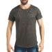 Мъжка сива тениска меланж на дупки tsf020218-52 2