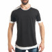 Мъжка черна тениска обкантена с бяло tsf020218-32 2