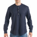 Синя мъжка риза без яка от лятна материя it050618-10 4