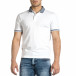 Мъжка бяла тениска с яка меланж it150521-14 2