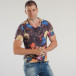 Мъжка черна тениска с пъстри цветя tsf250518-51 2