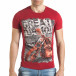 Мъжка червена тениска с рокерска щампа il140416-52 2