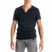Мъжка тениска от памук и лен в черно it010720-25 2