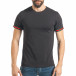 Мъжка черна тениска с двуцветни ленти it290118-108 2