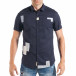 Синя мъжка риза с къс ръкав и кръпки с различни десени it050618-2 2