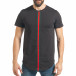 Мъжка черна тениска с двуцветни ленти отпред it290118-110 2