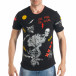 Мъжка черна тениска с цветни принтове tsf290318-47 2