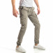 Мъжки бежов карго панталон с декоративен цип it290118-45 4