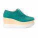 Дамски зелени обувки с двуцветна платформа it240118-58 2