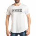 Мъжка бяла тениска Slim fit с декоративни ципове tsf020218-41 2