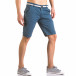 Мъжки син къс панталон с текстилен колан ca050416-65 4