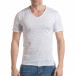 Мъжка бяла тениска с остро деколте it030217-15 2