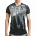Мъжка черна тениска с як принт и странични ципове tsf140416-5 2
