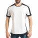 Мъжка бяла тениска обкантена с черно tsf020218-33 2