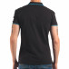Мъжка черна тениска с яка със син и бял кант it150616-34 3