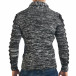 Мъжки черно-бял пуловер с връзки на яката it301017-66 3