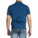 Мъжка синя тениска с яка и раирано бие it150521-17 3