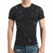 Мъжка черна тениска с декоративни дупки звезди il140416-56 2